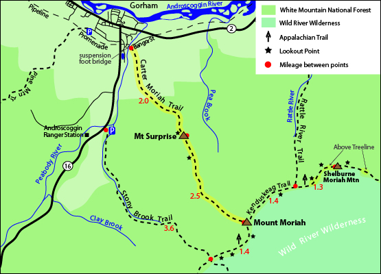 Hike Mount Moriah, Mount Surprise Carter Moriah Trail - Mt Moriah Mt Surprise trail map